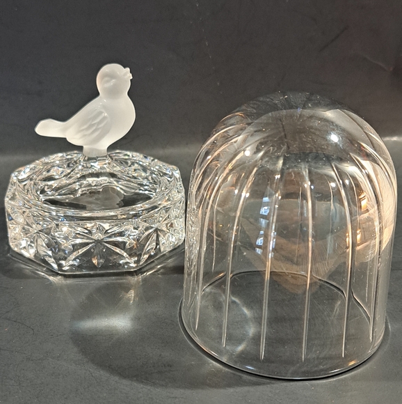 Hofbauer Crystal Bird in Domed Cage Glass Figurine Germany Byrdes Collection - Picture 2 of 6